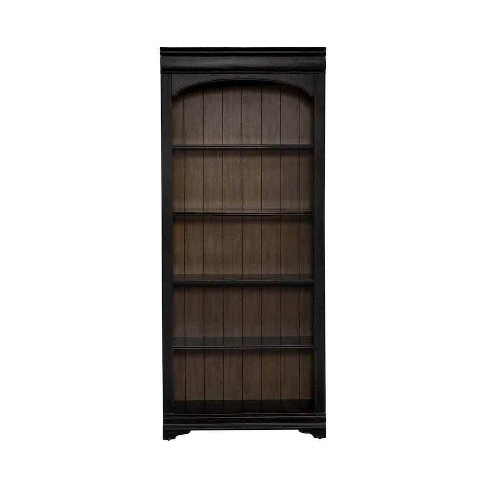Bookcase for Home Office Touch LED Light- Aged Charcoal,Rub Thru & Caramel