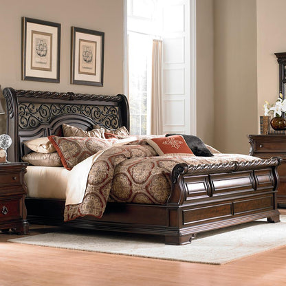 Arbor Place Queen Sleigh Bed in Brownstone