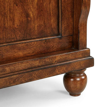 Poplar Solid Wood Queen Sleigh Bed with Tall Headboard, Cherry