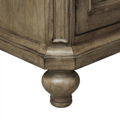 Brown Credenza and Hutch Set with Cottage Style Compact Storage