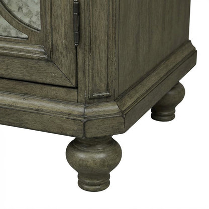 Rustic Credenza in Heathered Taupe with Storage and Wooden Finish