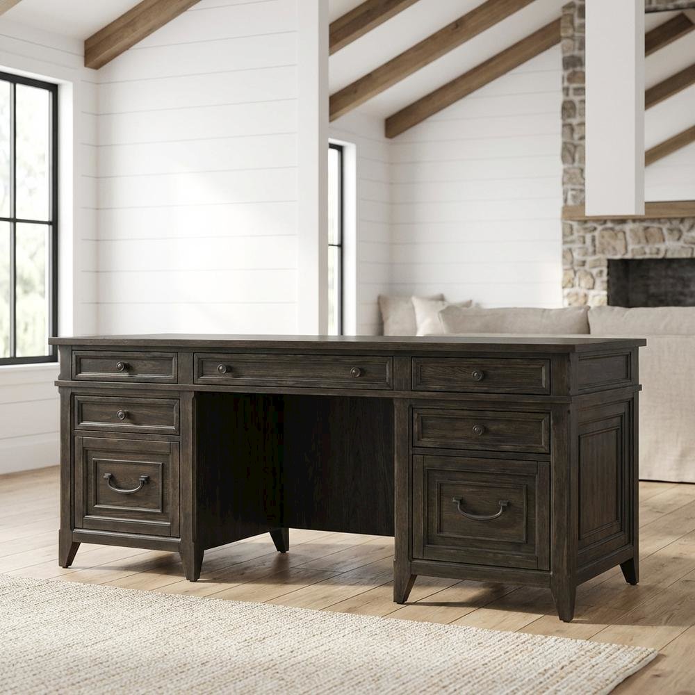 Elegant White Oak Veneer Credenza in Rubberwood Solids for Office Storage