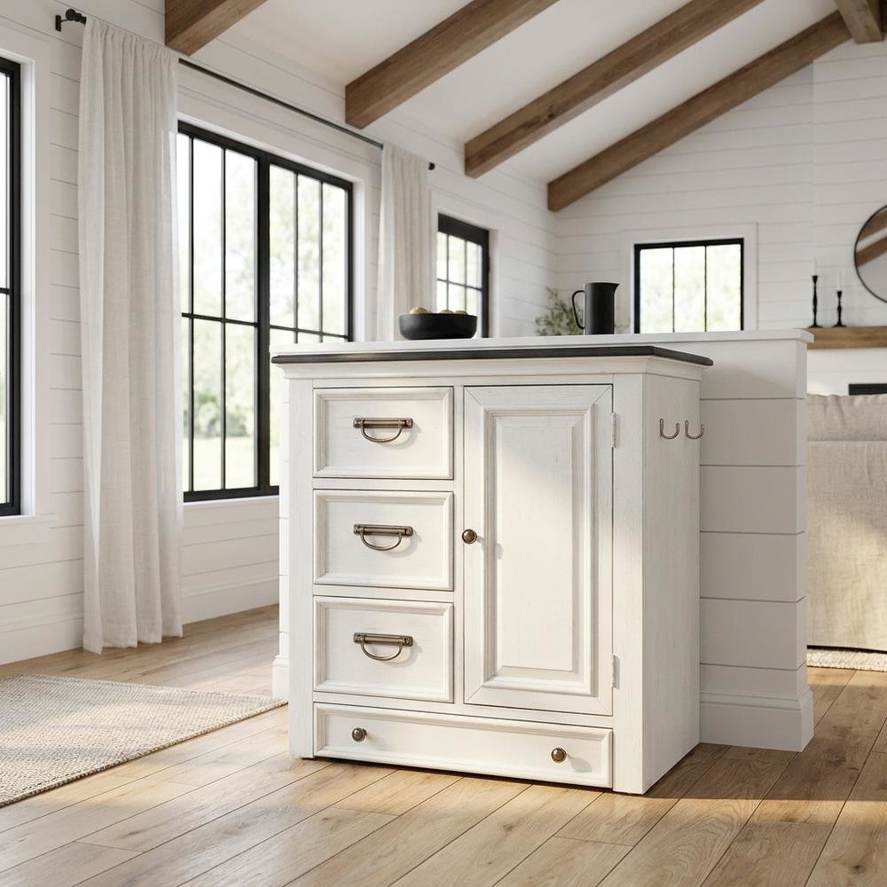 Cottage Pine Dog Feeding Station Cabinet with Pet Food Storage Drawers