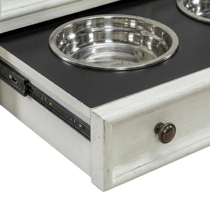 Cottage Pine Dog Feeding Station Cabinet with Pet Food Storage Drawers