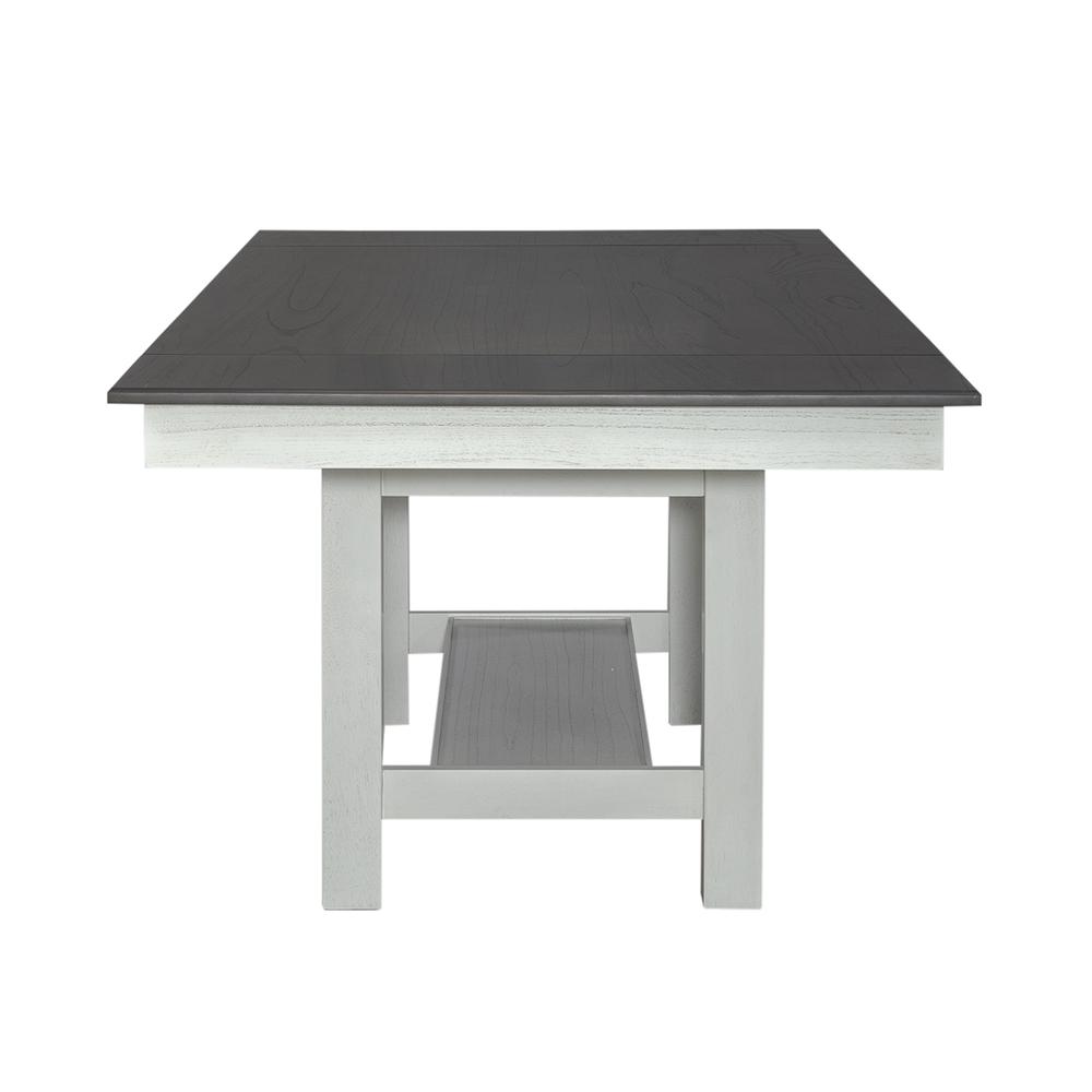Brook Bay Trestle Table Set - Textured White w/ Carbon Gray Tops in White