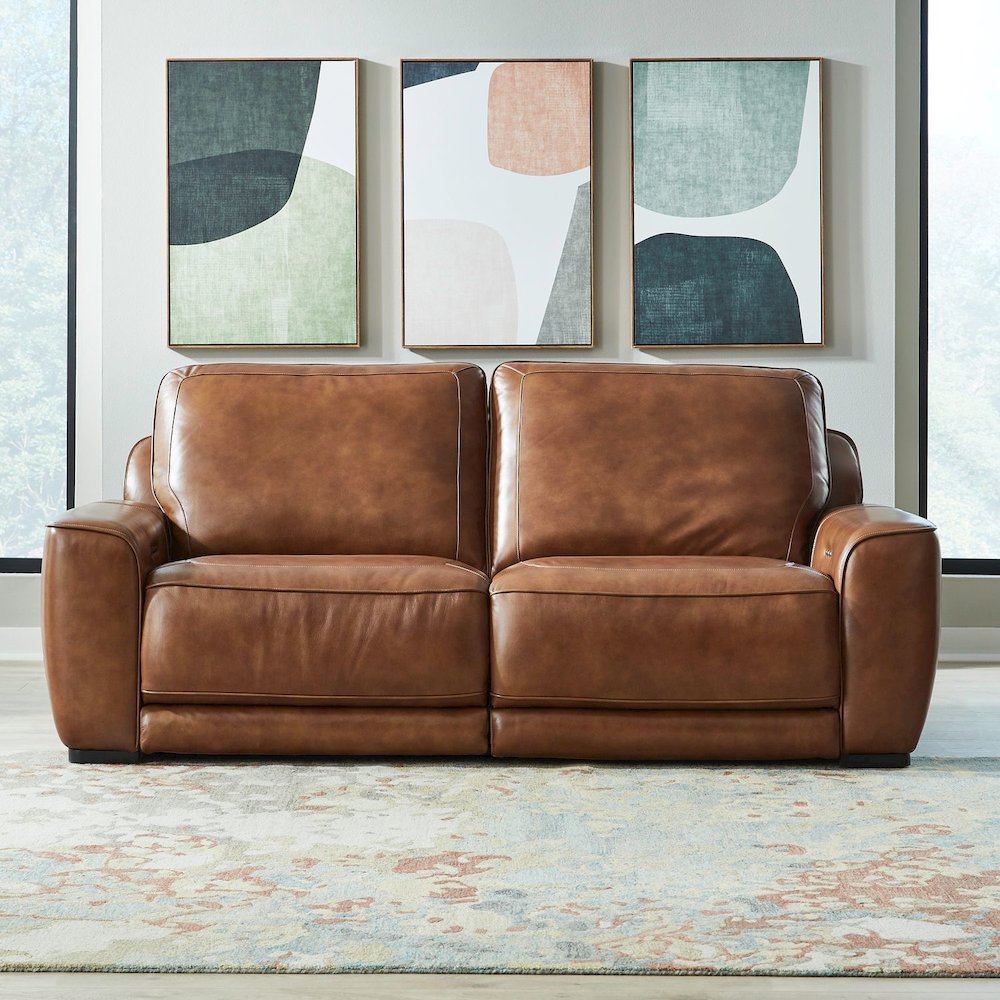 Blake Power Recline Set with Sofa, Loveseat & Recliner - Venetian Honey Leather