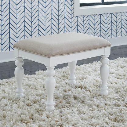 Vanity Stool W23 x D17 x H18 in Oyster White Finish