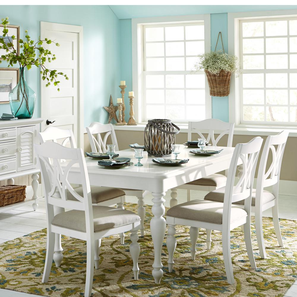 Summer House 7 Piece Rectangular Table Set in Oyster White