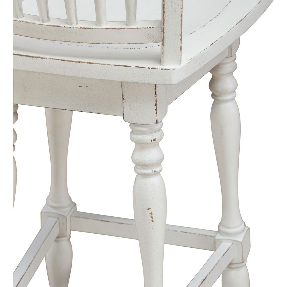 Spindle Back Swivel Bar Stools - Set of 2  - Antique White & Weathered Bark