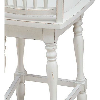 Spindle Back Swivel Bar Stools - Set of 2  - Antique White & Weathered Bark
