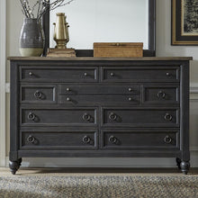 9 Drawer Dresser - Black Traditional Multi in Dusty Taupe