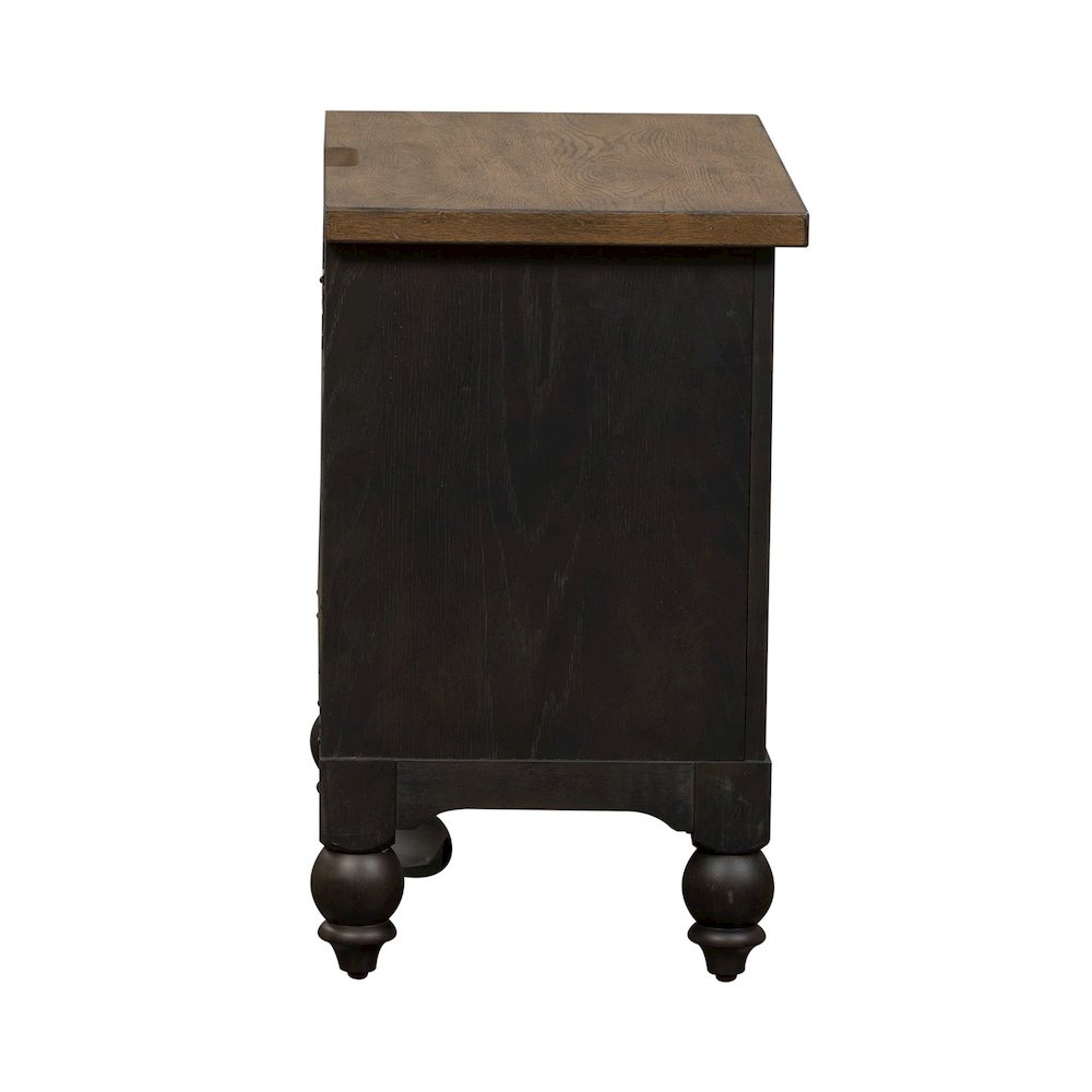 2 Drawer Night Stand w/ Charging Station - Black Traditional Multi