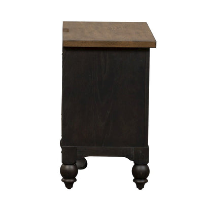 2 Drawer Night Stand w/ Charging Station - Black Traditional Multi