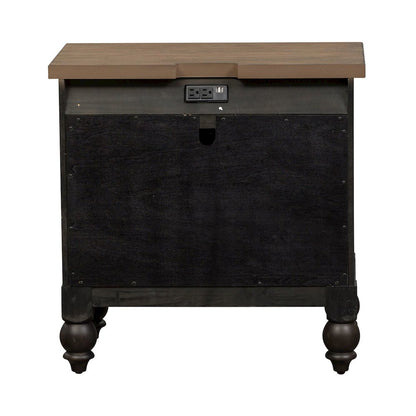 2 Drawer Night Stand w/ Charging Station - Black Traditional Multi