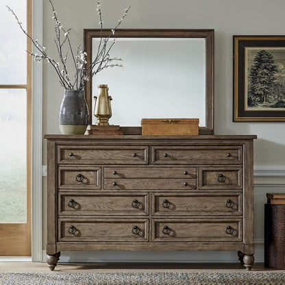 Americana Farmhouse Dresser & Mirror in Dusty Taupe