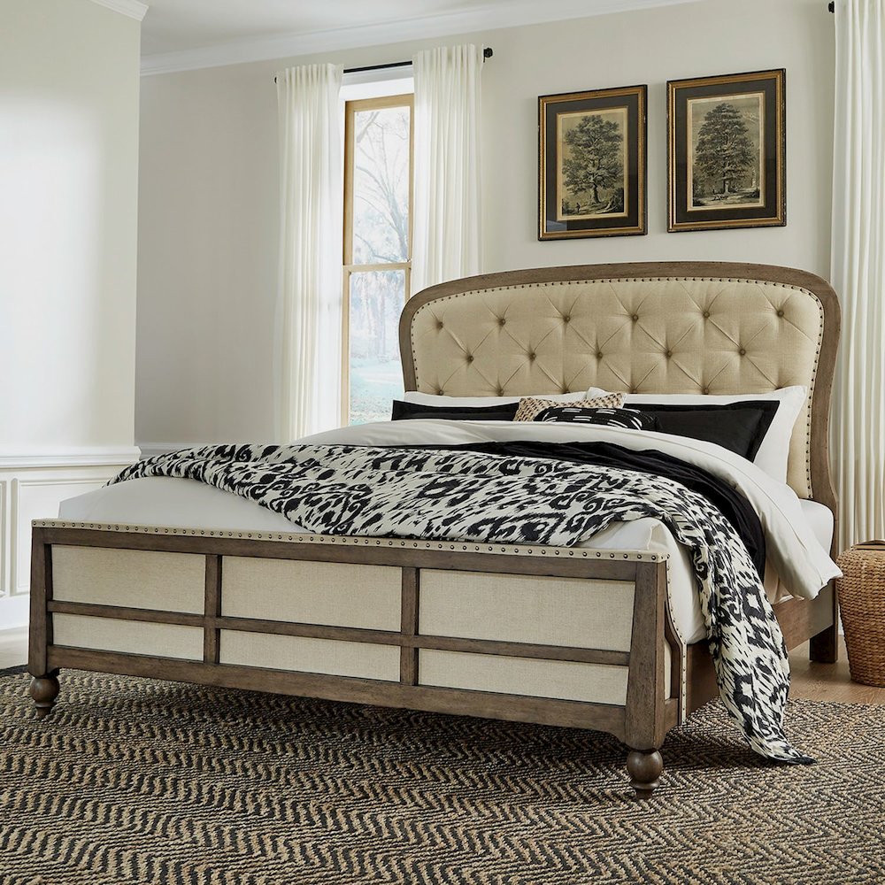 Americana Farmhouse King Shelter Bed in Dusty Taupe