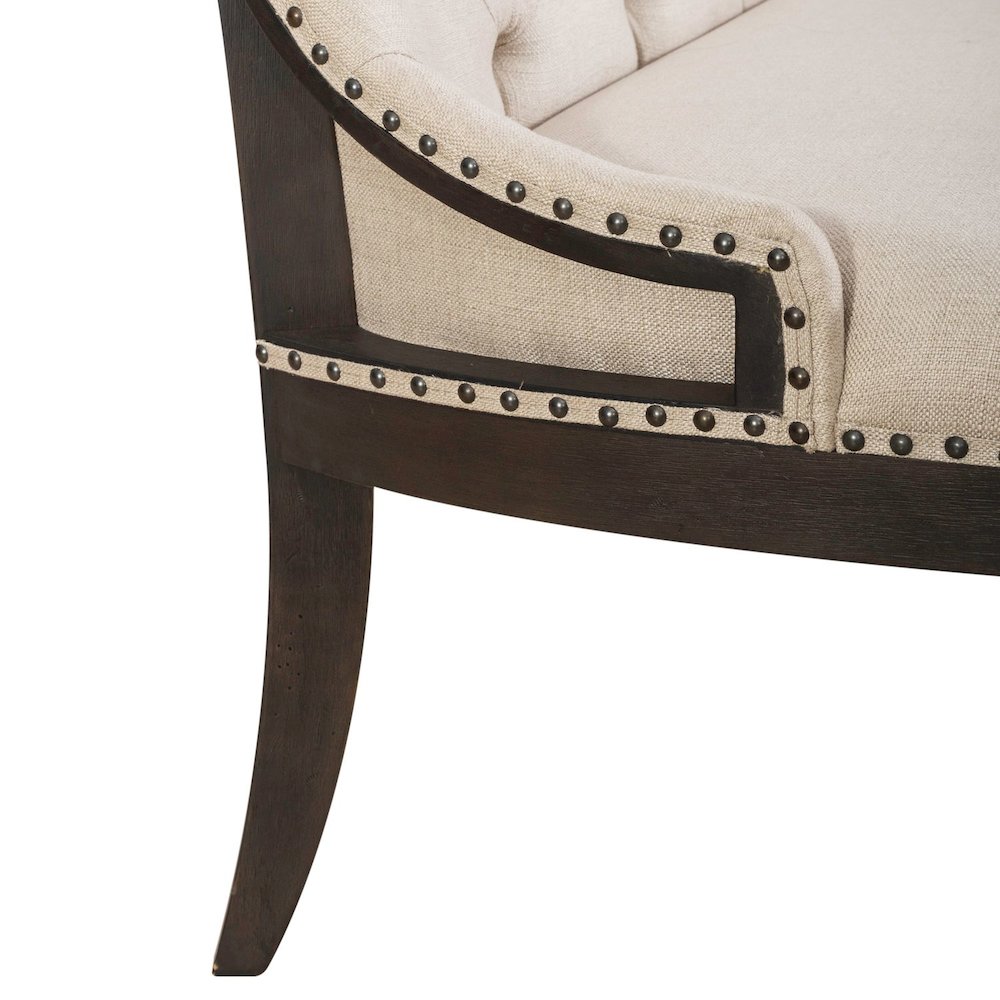 Americana Farmhouse Upholstered Shelter Dining Bench- Black in Dusty Taupe