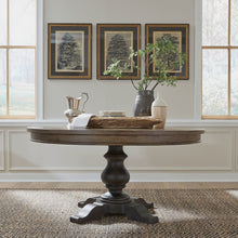 Americana Farmhouse Optional Pedestal Table - Dusty Taupe Top & Black Base