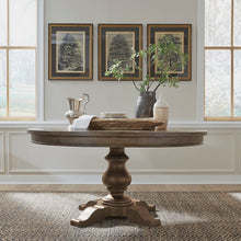 Americana Farmhouse Pedestal Table - Dusty Taupe Oak
