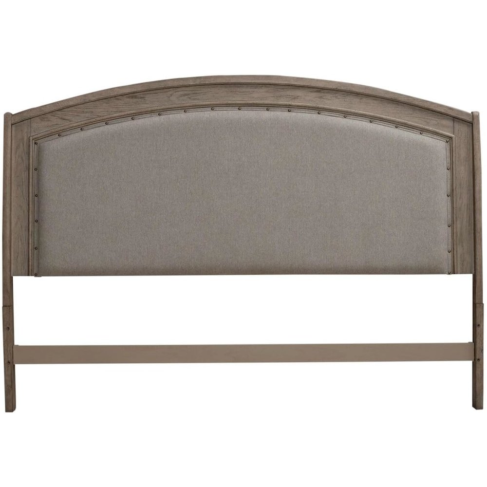 Avalon Queen Upholstered Headboard with Oak Wood Frame  - Burnished Beige