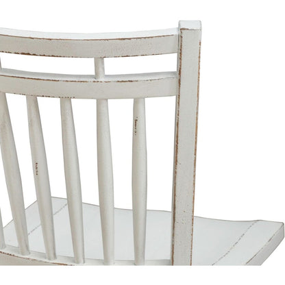 Spindle Back Swivel Bar Stools - Set of 2  - Antique White & Weathered Bark