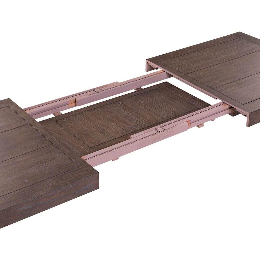 Rectangular Table for Dining Room with Self Storing Leaf - Satin Espresso Oak