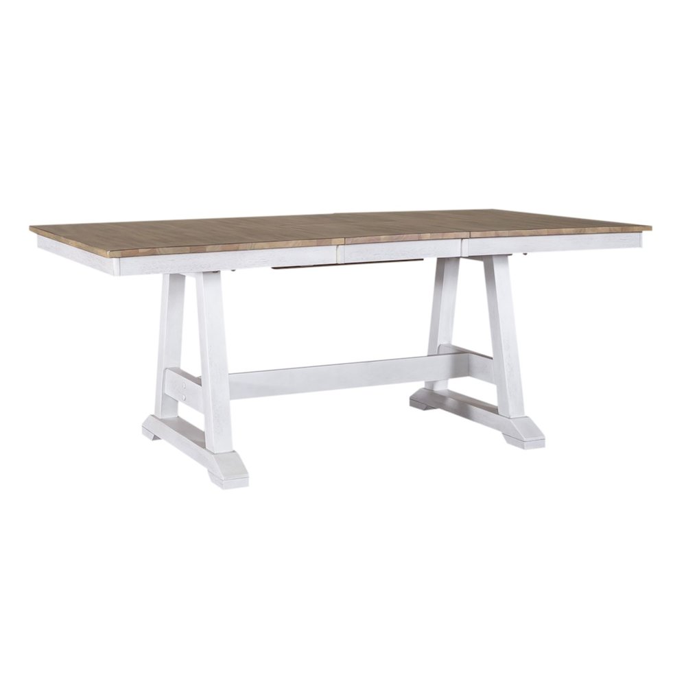 Lindsey Farm Trestle Table 18" Self Storiing Butterfly Leaf - Weathered White