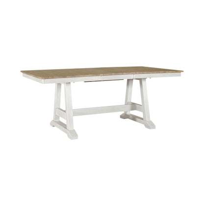 Lindsey Farm Trestle Table 18" Self Storiing Butterfly Leaf - Weathered White