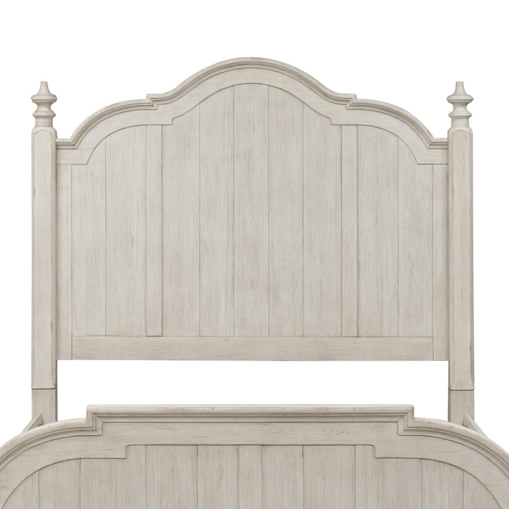 Farmhouse Reimagined Queen Poster Headboard in Antique White w/ Chestnut Top