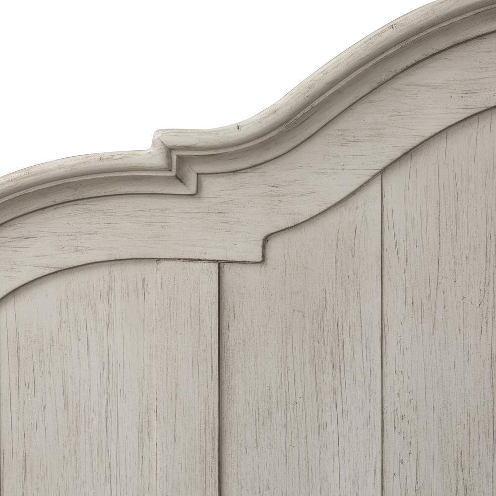 Farmhouse Reimagined Queen Poster Headboard in Antique White w/ Chestnut Top