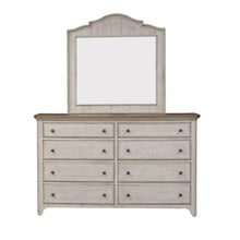 Farmhouse Reimagined Dresser & Mirror in Antique White w/ Chestnut Top