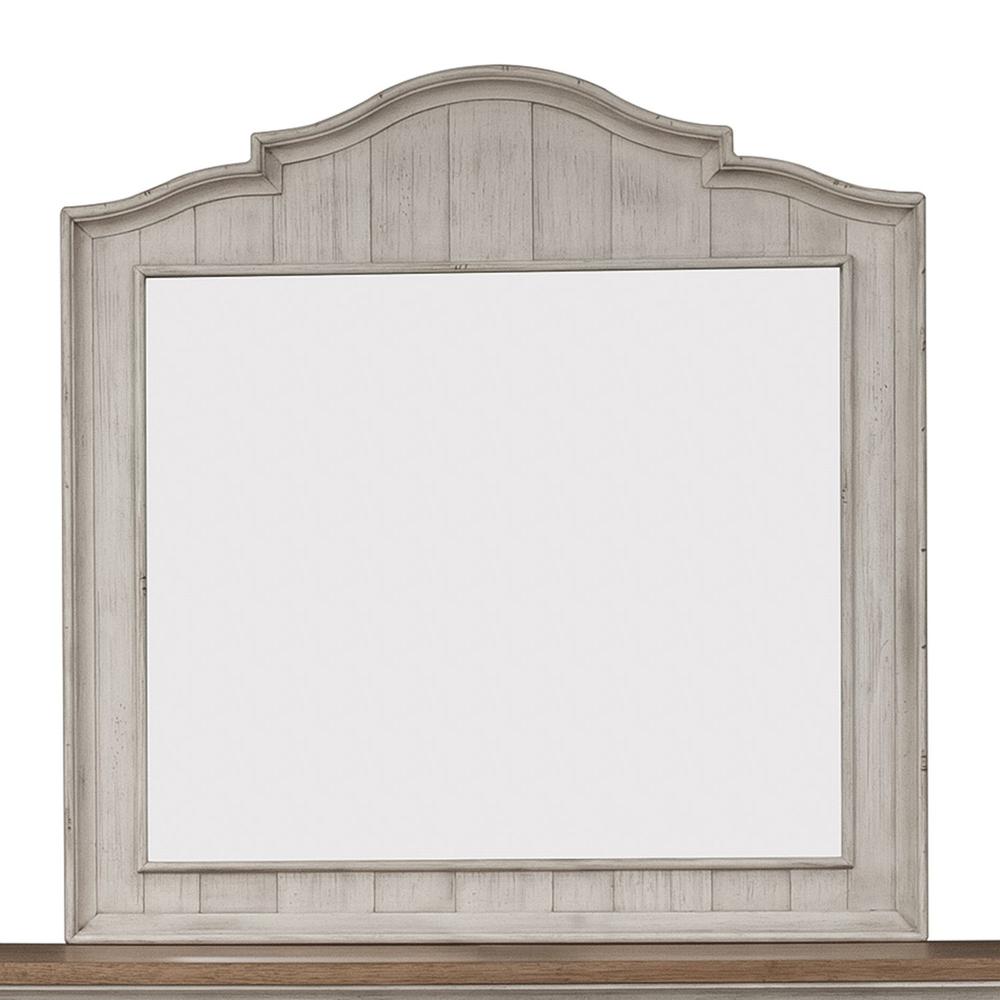Farmhouse Reimagined Dresser & Mirror in Antique White w/ Chestnut Top