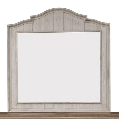 Farmhouse Reimagined Dresser & Mirror in Antique White w/ Chestnut Top