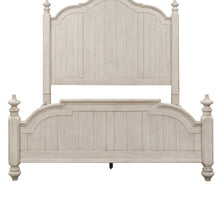 Farmhouse Reimagined King Poster Bed in Antique White w/ Chestnut Top