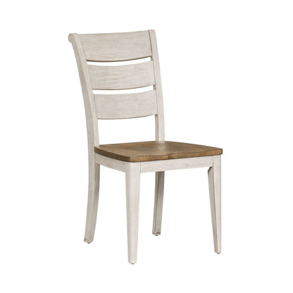 Reimagined Ladder Back Side Chairs - Set of 2 - Antique White, Chestnut Tops