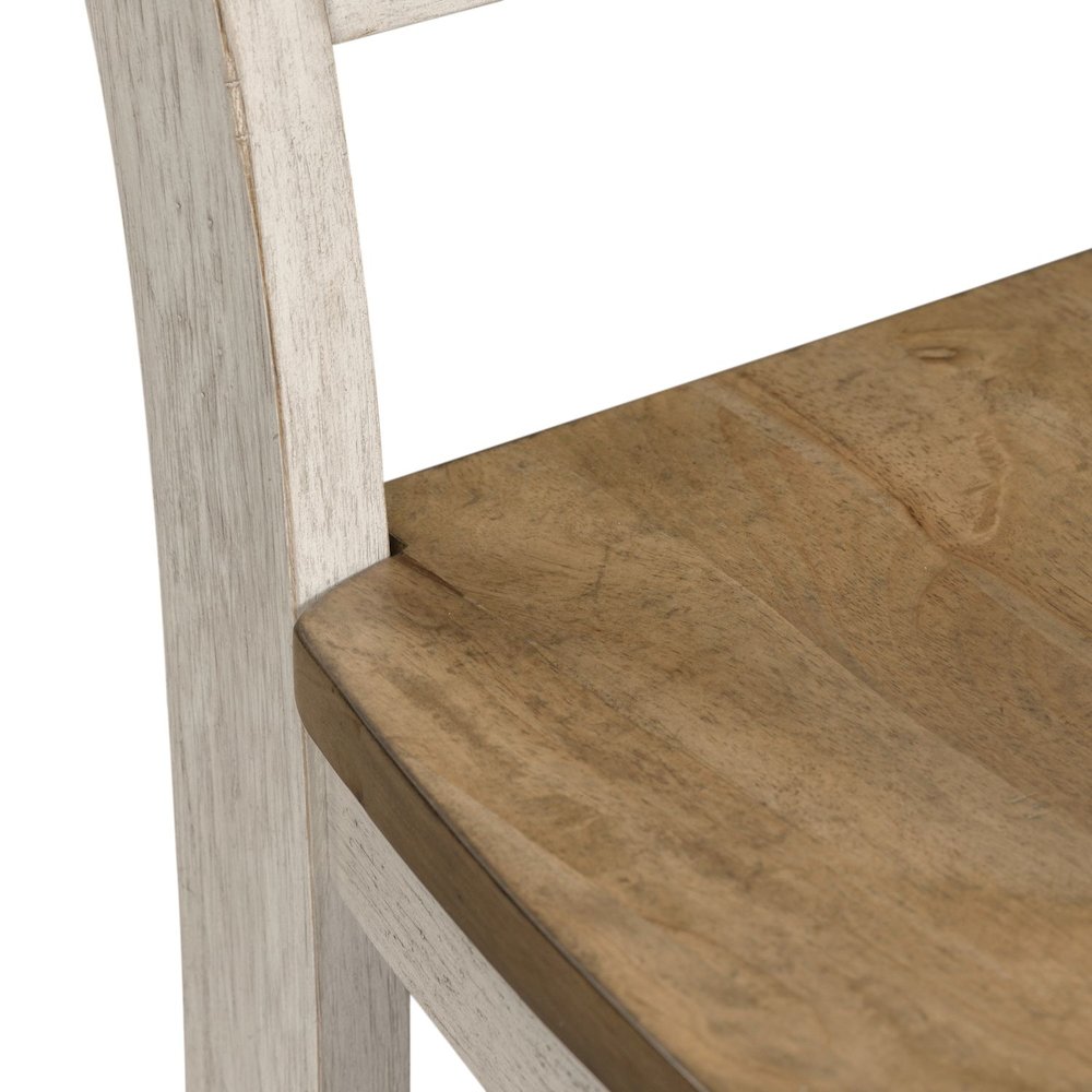Reimagined Ladder Back Side Chairs - Set of 2 - Antique White, Chestnut Tops