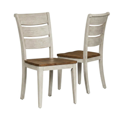 Solid Wood Ladder Back Farmhouse Dining Chairs, White, Set of 2
