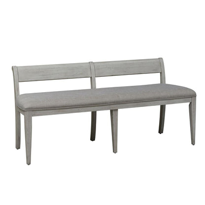 Farmhouse Reimagined Upholstered Bench (RTA) in Antique White w/ Chestnut Top