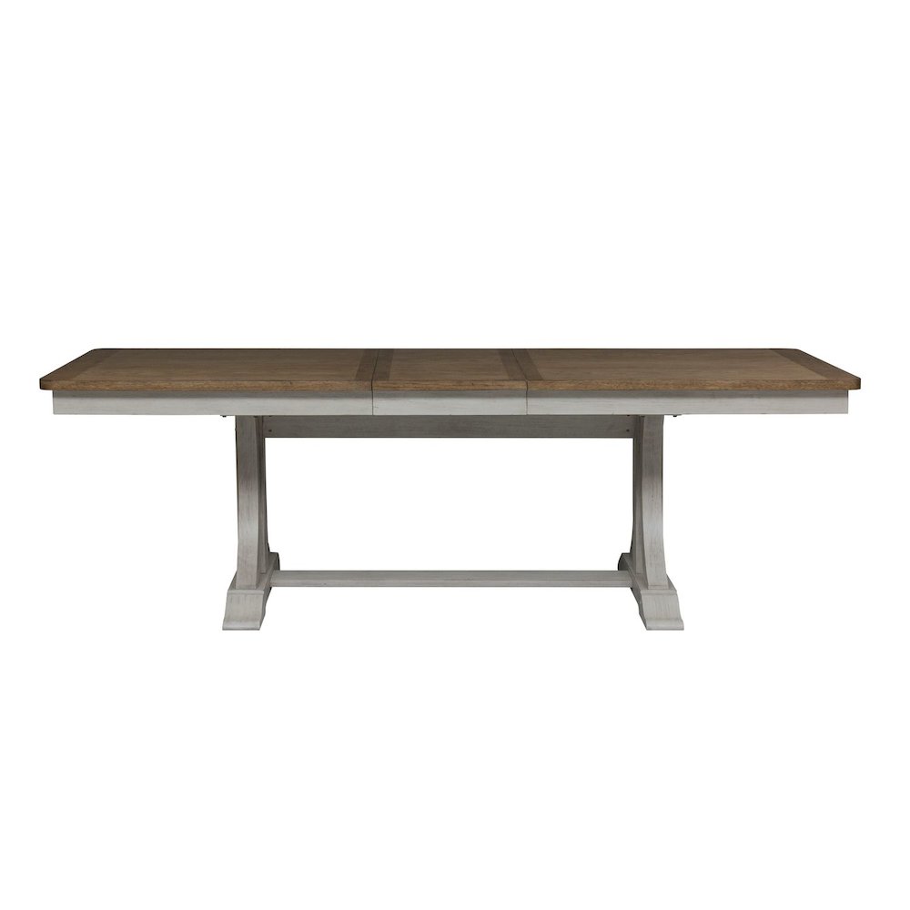 Reimagined 6 Piece Trestle Table Set - Dining Bench, 4 Ladder Back Chairs, 18"