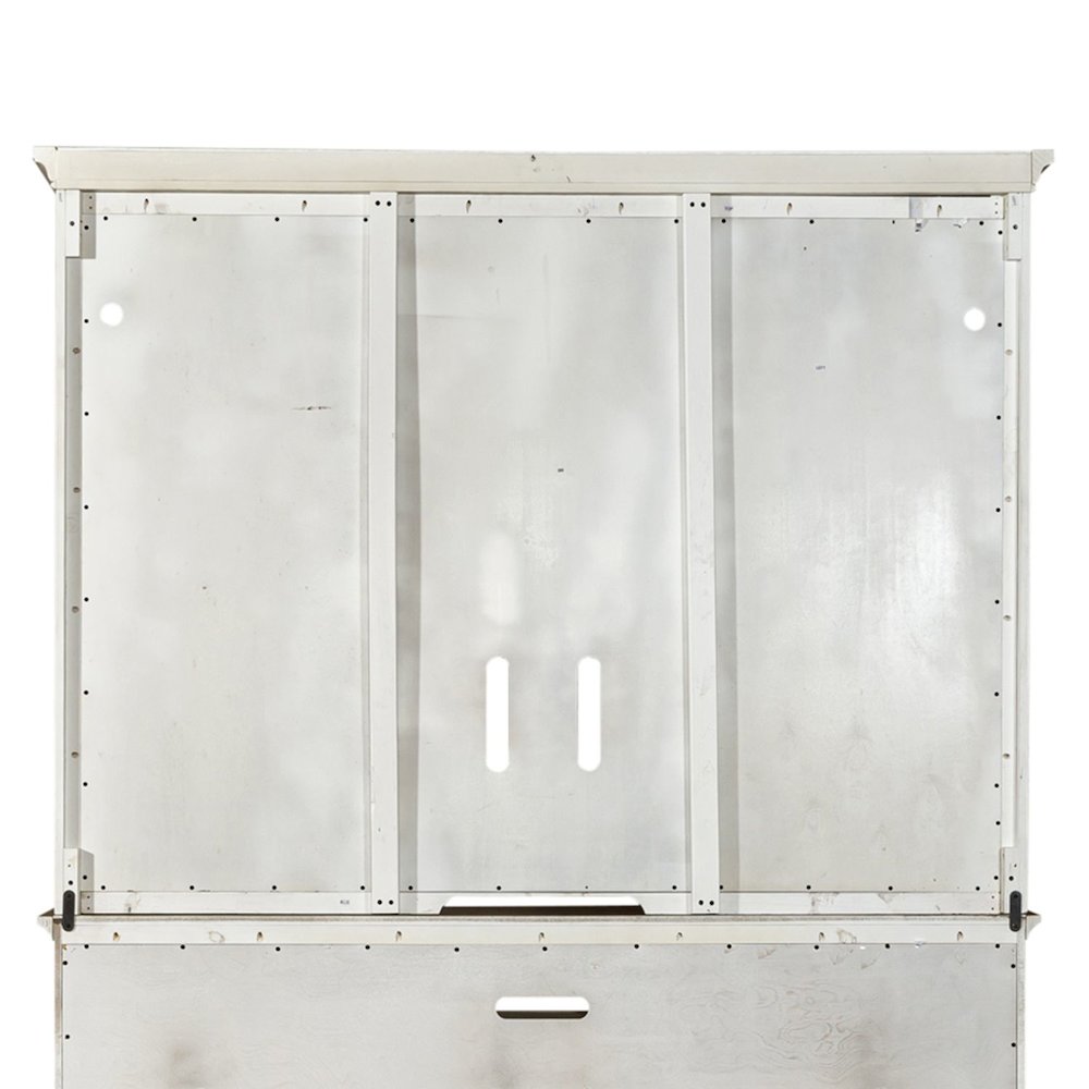 Farmhouse Reimagined Entertainment Center - Antique White with Chestnut Tops
