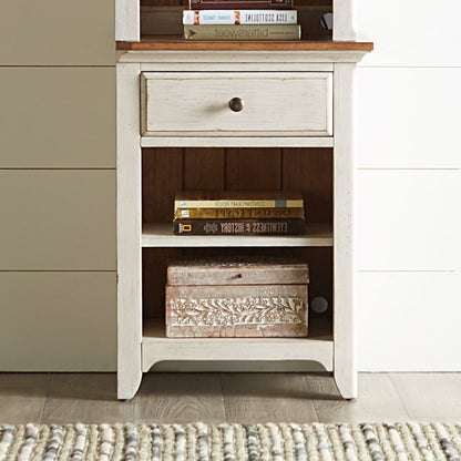 Reimagined Entertainment Center with Piers - Antique White with Chestnut Tops