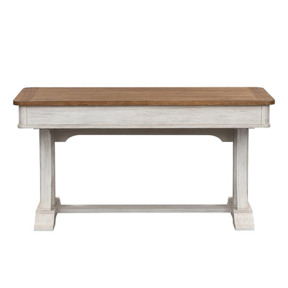Farmhouse Reimagined Writing Desk in Antique White w/ Chestnut Top