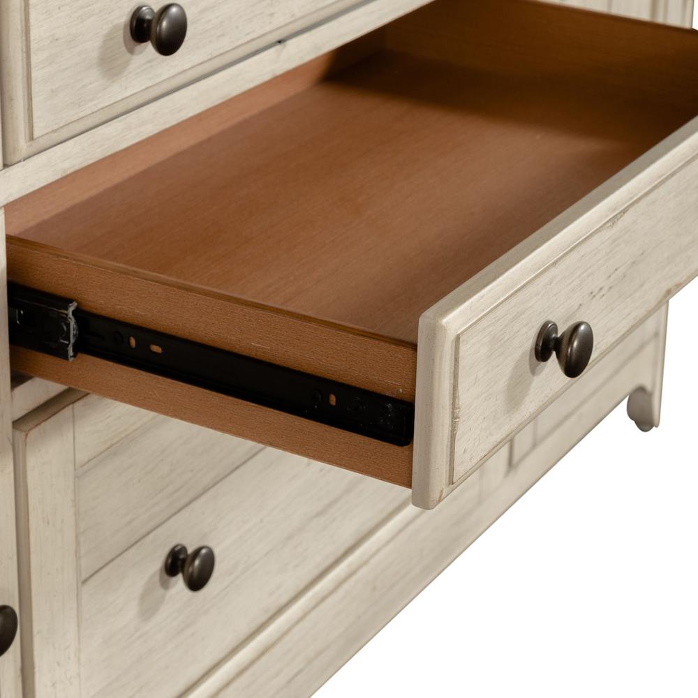 Farmhouse Reimagined Door Credenza in Antique White w/ Chestnut Top
