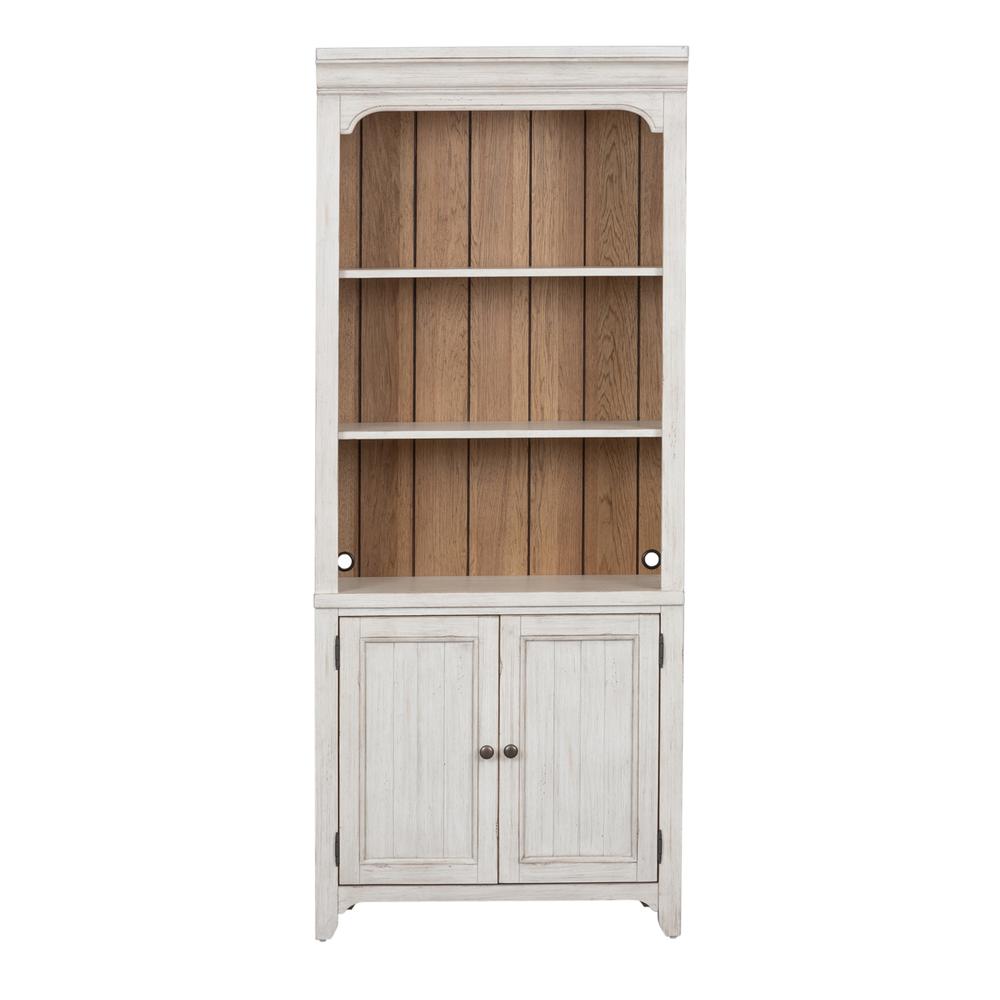 Farmhouse Reimagined Bookcase in Antique White w/ Chestnut Top