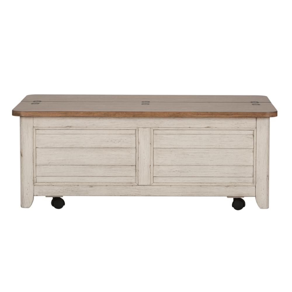 Farmhouse Reimagined Storage Trunk in Antique White w/ Chestnut Top