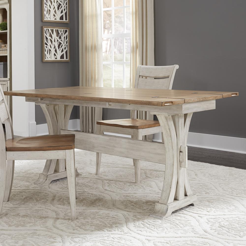 Farmhouse Reimagined Flip Lid Sofa Table in Antique White w/ Chestnut Top