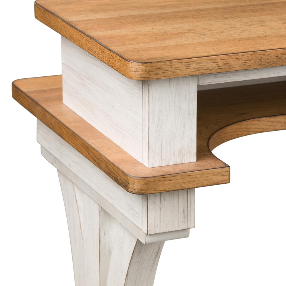 Farmhouse Reimagined Console Bar Table in Antique White w/ Chestnut Top