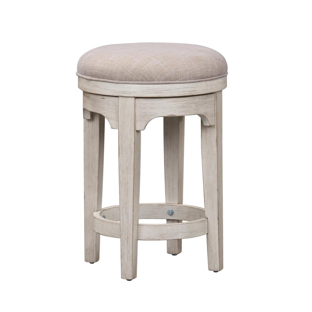 Farmhouse Reimagined Console Swivel Stool in Antique White w/ Chestnut Top