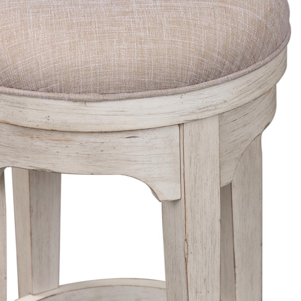 Farmhouse Reimagined Console Swivel Stool in Antique White w/ Chestnut Top