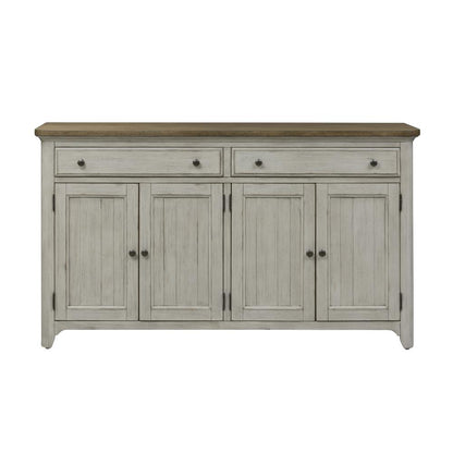 Farmhouse Reimagined Server in Antique White w/ Chestnut Top
